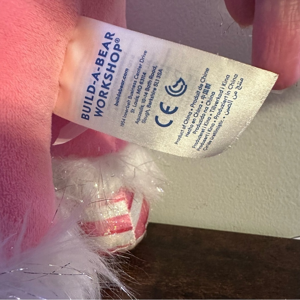Build A Bear BABW Plush Candy Cane Unicorn Stuffed Animal Pink White Sparkles - Picture 6 of 6